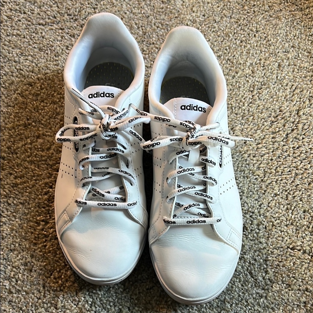 Adidas Classic White Sneakers with Branded Laces